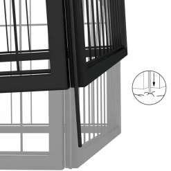 Maison Exclusive Niches, Paniers Et Transports | - Parc pour chien 32panneaux noir 100x50cm acier enduit de poudre