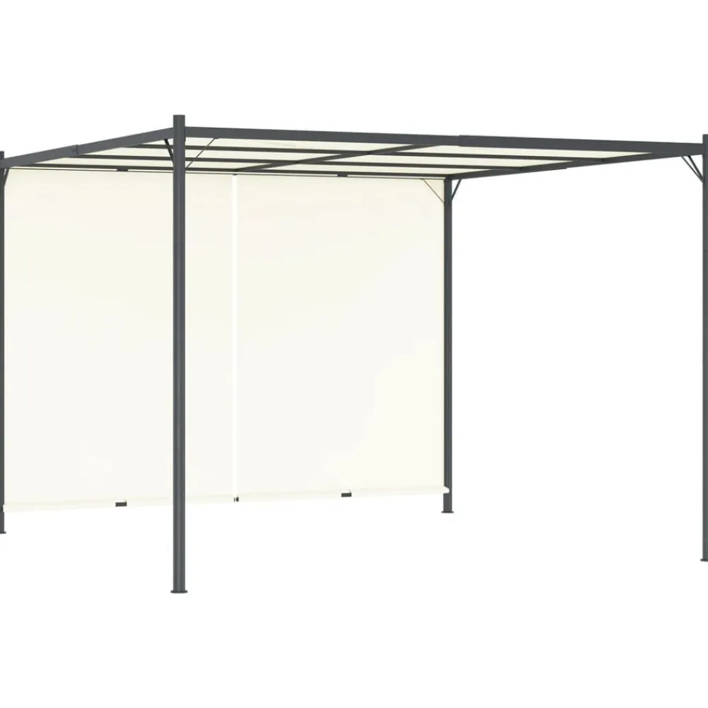Maison Exclusive Pergolas, Tonnelles, Barnums | - Pergola avec toit réglable crème blanc 3x3 m acier
