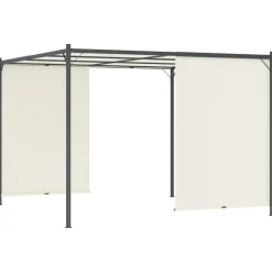 Maison Exclusive Pergolas, Tonnelles, Barnums | - Pergola avec toit réglable crème blanc 3x3 m acier