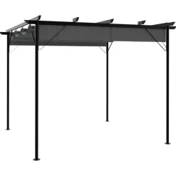 Maison Exclusive Pergolas, Tonnelles, Barnums | - Pergola avec toit rétractable anthracite 3x3 m acier 180 g/m²