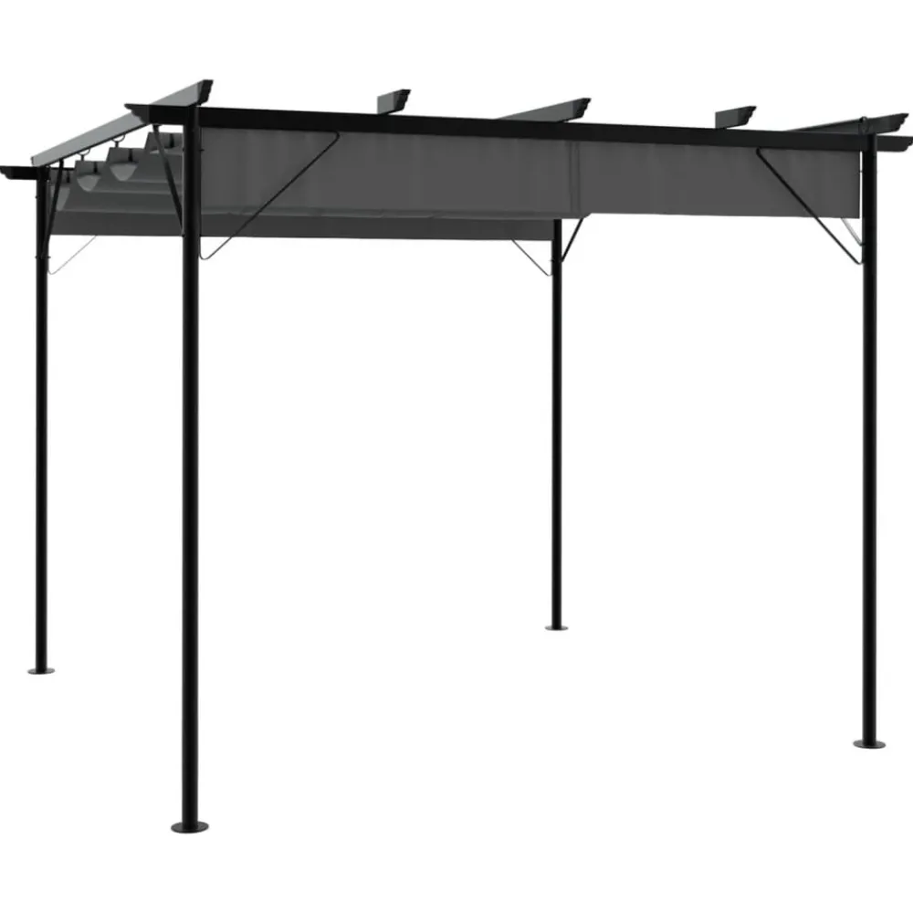 Maison Exclusive Pergolas, Tonnelles, Barnums | - Pergola avec toit rétractable anthracite 3x3 m acier 180 g/m²