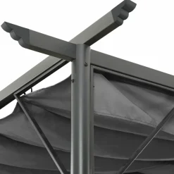 Maison Exclusive Pergolas, Tonnelles, Barnums | - Pergola avec toit rétractable anthracite 3x3 m acier 180 g/m²