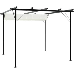 Maison Exclusive - Pergola avec toit rétractable blanc crème 3 x 3 m acier Discount