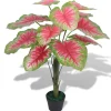 Maison Exclusive - Plante artificielle avec pot caladium 85 cm vert et rouge Discount