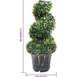 Maison Exclusive Plantes Artificielles | - Plante de buis artificiel en spirale avec pot vert 59 cm