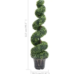 Maison Exclusive Plantes Artificielles | - Plante de buis artificiel en spirale avec pot vert 117 cm