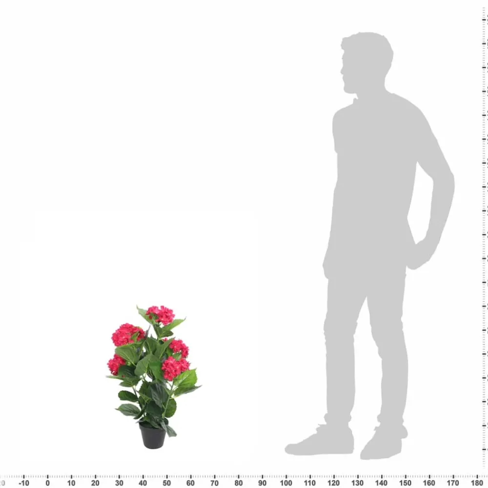 Maison Exclusive - Plante hortensia artificielle avec pot 60 cm rouge Outlet