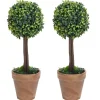 Maison Exclusive Plantes Artificielles | - Plantes de buis artificiel 2 pcs avec pots boule vert 33 cm