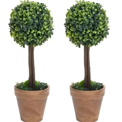 Maison Exclusive Plantes Artificielles | - Plantes de buis artificiel 2 pcs avec pots boule vert 33 cm