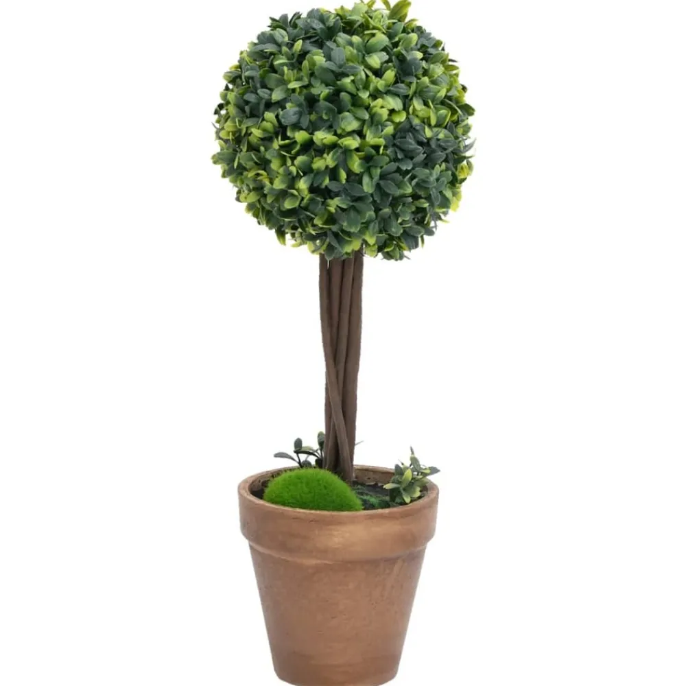 Maison Exclusive Plantes Artificielles | - Plantes de buis artificiel 2 pcs avec pots boule vert 33 cm