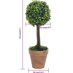 Maison Exclusive Plantes Artificielles | - Plantes de buis artificiel 2 pcs avec pots boule vert 33 cm