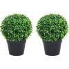 Maison Exclusive Plantes Artificielles | - Plantes de buis artificiel 2 pcs avec pots boule vert 27 cm