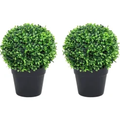 Maison Exclusive Plantes Artificielles | - Plantes de buis artificiel 2 pcs avec pots boule vert 27 cm