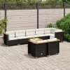 Maison Exclusive Salons De Jardin | - Salon de jardin 9 pcs avec coussins noir résine tressée