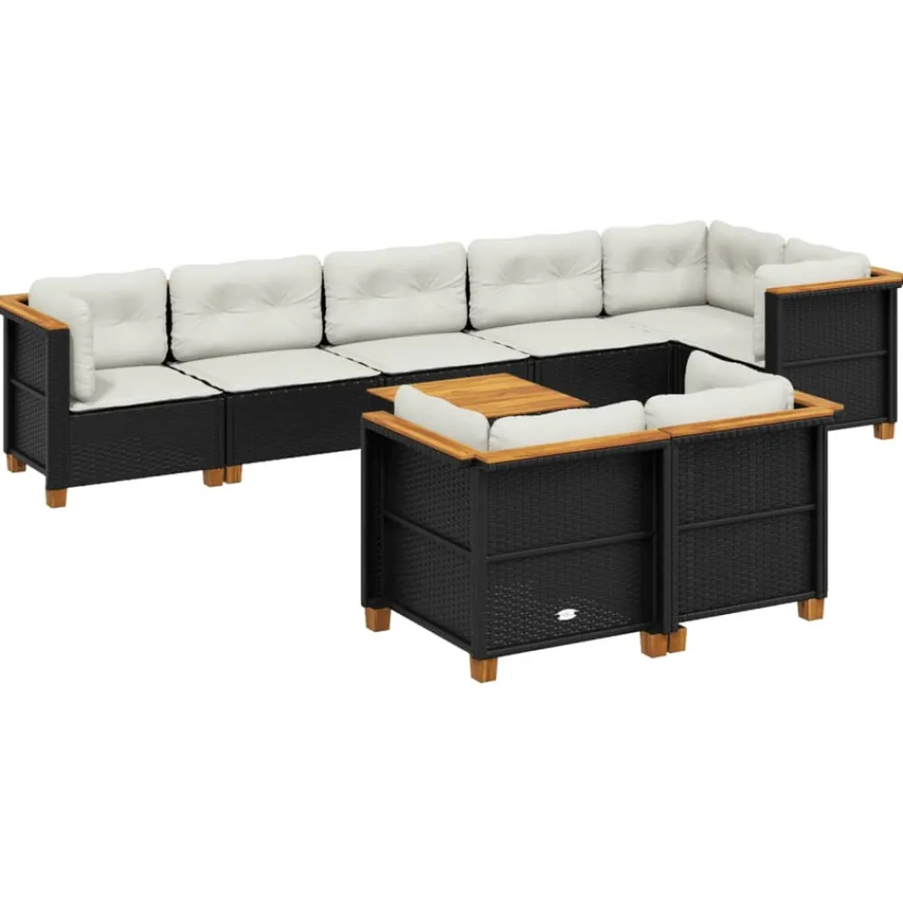 Maison Exclusive Salons De Jardin | - Salon de jardin 9 pcs avec coussins noir résine tressée
