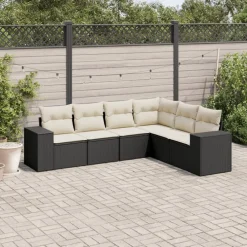 Maison Exclusive Salons De Jardin | - Salon de jardin 6 pcs avec coussins noir résine tressée