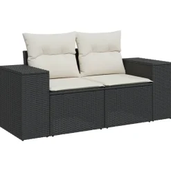 Maison Exclusive Salons De Jardin | - Salon de jardin 6 pcs avec coussins noir résine tressée