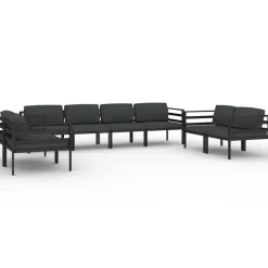 Maison Exclusive Salons De Jardin | - Salon de jardin 8 pcs avec coussins aluminium anthracite