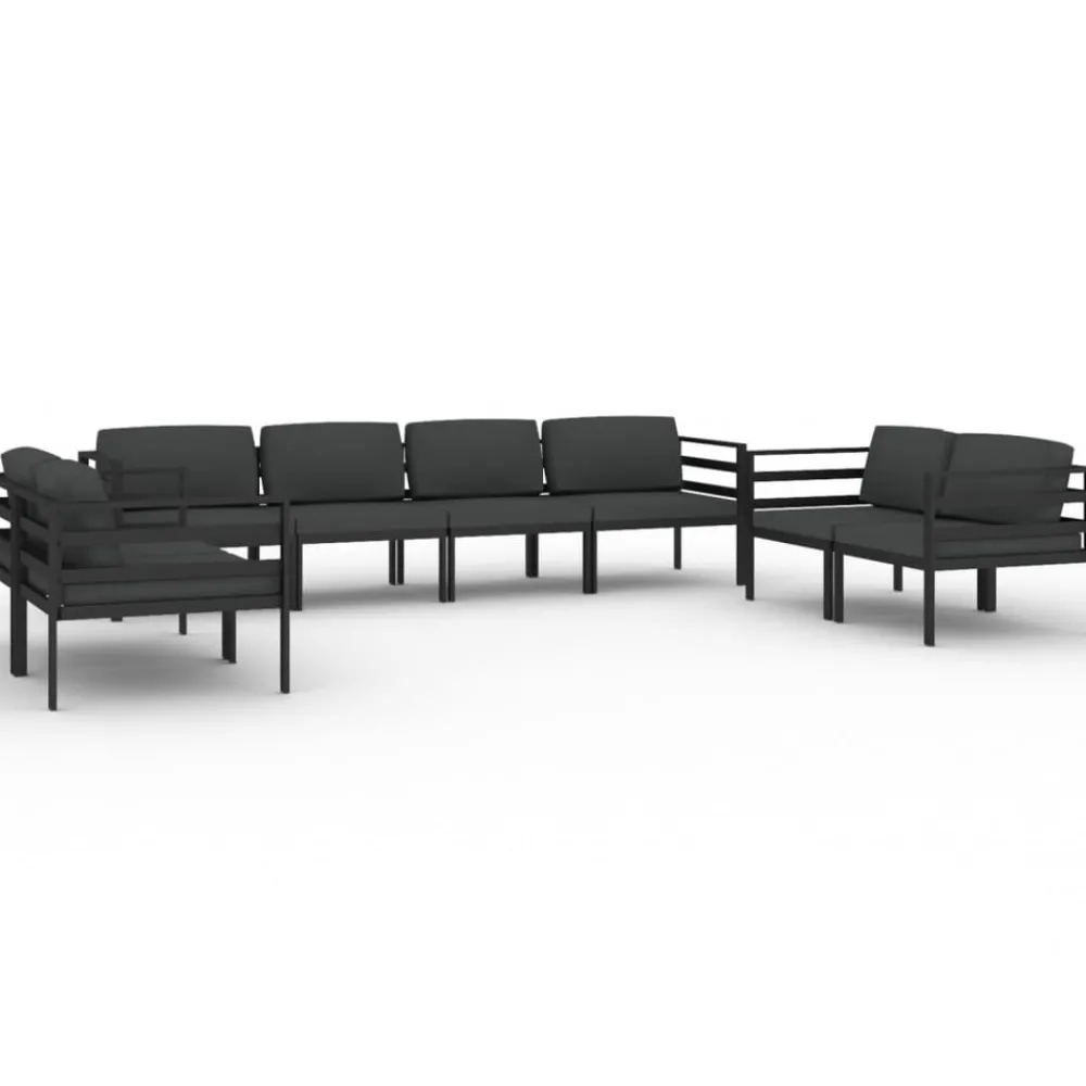 Maison Exclusive Salons De Jardin | - Salon de jardin 8 pcs avec coussins aluminium anthracite