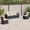 Maison Exclusive Salons De Jardin | - Salon de jardin 5 pcs avec coussins noir résine tressée