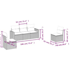 Maison Exclusive Salons De Jardin | - Salon de jardin 5 pcs avec coussins noir résine tressée
