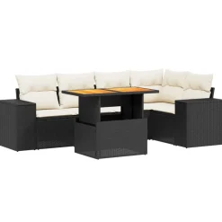 Maison Exclusive - Salon de jardin 6 pcs avec coussins noir résine tressée