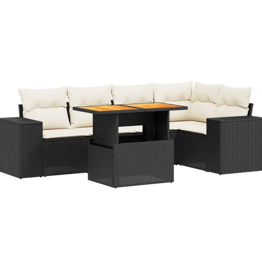 Maison Exclusive - Salon de jardin 6 pcs avec coussins noir résine tressée