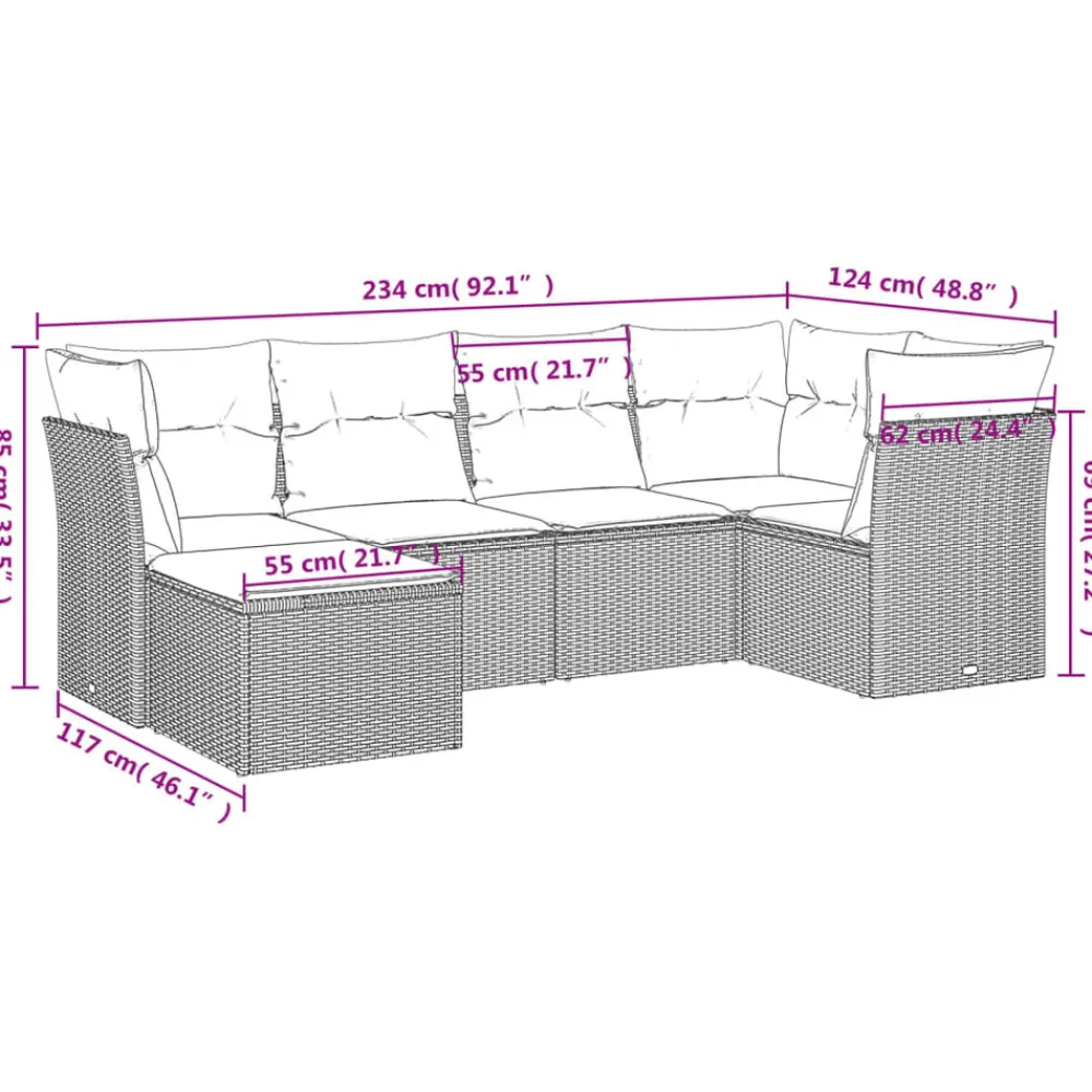 Maison Exclusive - Salon de jardin avec coussins 6 pcs marron résine tressée Online