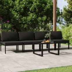 Maison Exclusive - Salon de jardin 5 pcs avec coussins aluminium anthracite New
