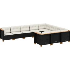 Maison Exclusive - Salon de jardin 10 pcs avec coussins noir résine tressée Discount