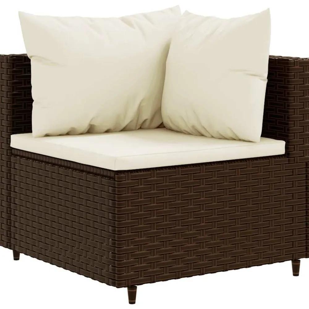 Maison Exclusive - Salon de jardin 4 pcs avec coussins marron résine tressée Discount