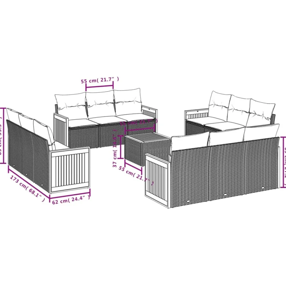 Maison Exclusive Salons De Jardin | - Salon de jardin 9 pcs avec coussins aluminium anthracite