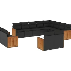 Maison Exclusive Salons De Jardin | - Salon de jardin 7 pcs avec coussins noir résine tressée