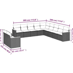 Maison Exclusive Salons De Jardin | - Salon de jardin 11 pcs avec coussins noir résine tressée