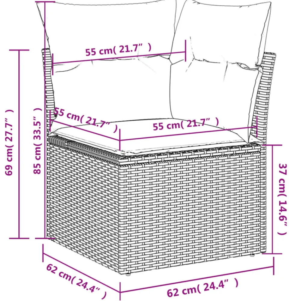 Maison Exclusive Salons De Jardin | - Salon de jardin 11 pcs avec coussins noir résine tressée