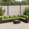 Maison Exclusive Salons De Jardin | - Salon de jardin 7 pcs avec coussins noir résine tressée
