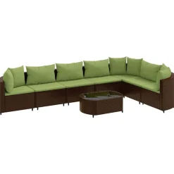 Maison Exclusive Salons De Jardin | - Salon de jardin 7 pcs avec coussins noir résine tressée