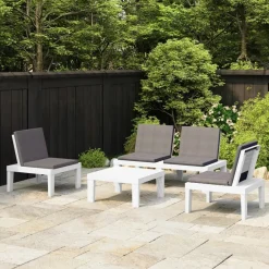 Maison Exclusive Salons De Jardin | - Salon de jardin 5 pcs avec coussins gris résine tressée