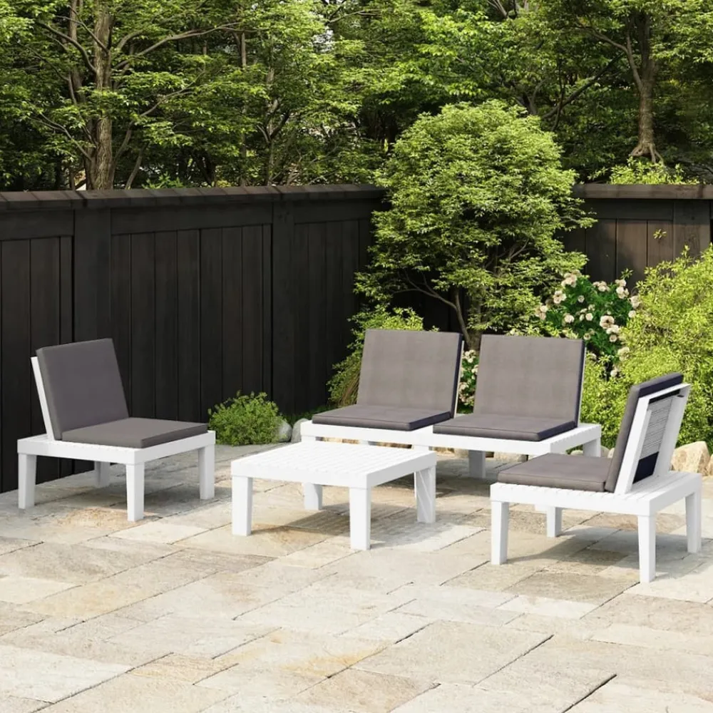 Maison Exclusive Salons De Jardin | - Salon de jardin 5 pcs avec coussins gris résine tressée