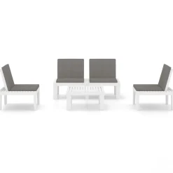 Maison Exclusive Salons De Jardin | - Salon de jardin 5 pcs avec coussins gris résine tressée