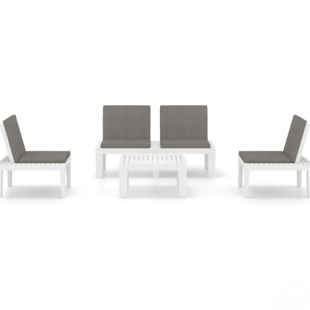 Maison Exclusive Salons De Jardin | - Salon de jardin 5 pcs avec coussins gris résine tressée