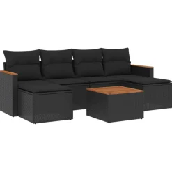 Maison Exclusive Salons De Jardin | - Salon de jardin 9 pcs résine tressée noir
