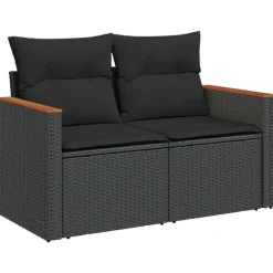Maison Exclusive Salons De Jardin | - Salon de jardin 9 pcs résine tressée noir