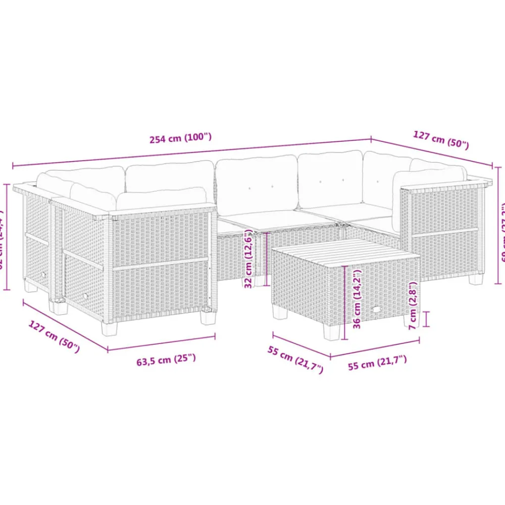 Maison Exclusive - Salon de jardin 7 pcs avec coussins noir résine tressée