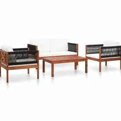 Maison Exclusive Salons De Jardin | - Salon de jardin 6 pcs avec coussins noir résine tressée