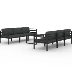 Maison Exclusive Salons De Jardin | - Salon de jardin 8 pcs avec coussins noir résine tressée