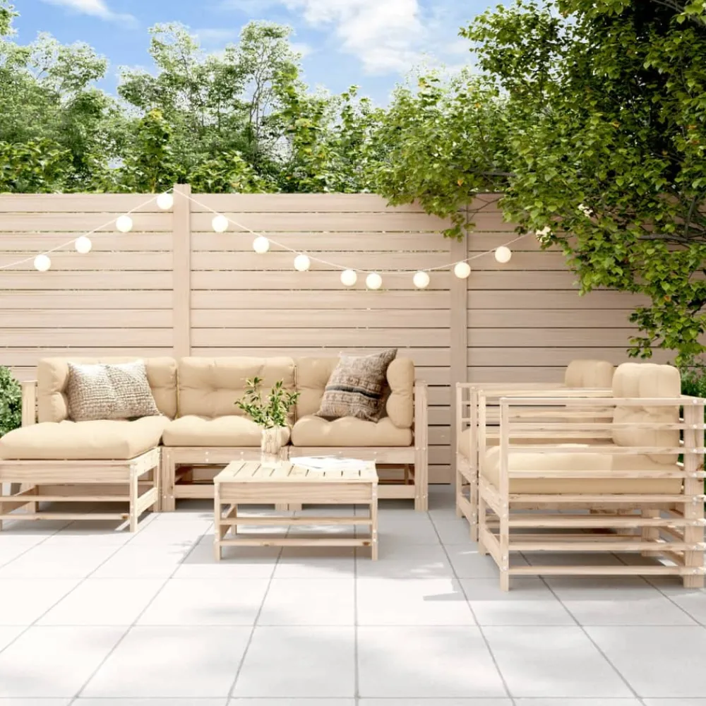 Maison Exclusive Salons De Jardin | - Salon de jardin 5 pcs avec coussins bois massif