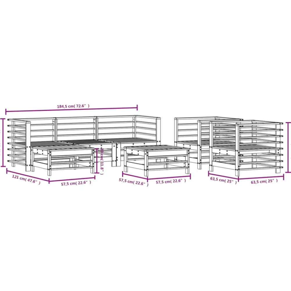 Maison Exclusive Salons De Jardin | - Salon de jardin 5 pcs avec coussins bois massif