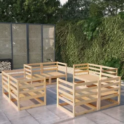 Maison Exclusive Salons De Jardin | - Salon de jardin 8 pcs bois de pin massif