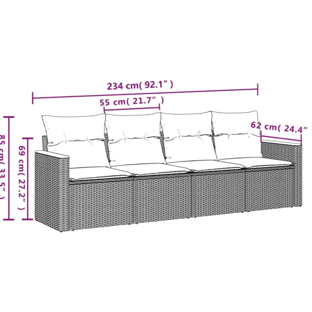 Maison Exclusive Salons De Jardin | - Salon de jardin 8 pcs avec coussins marron résine tressée